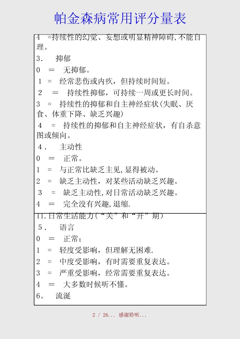 最新帕金森病常用评分量表(精品收藏) _第2页