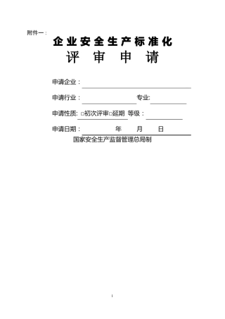 企业安全生产标准化评审申请及评审报告