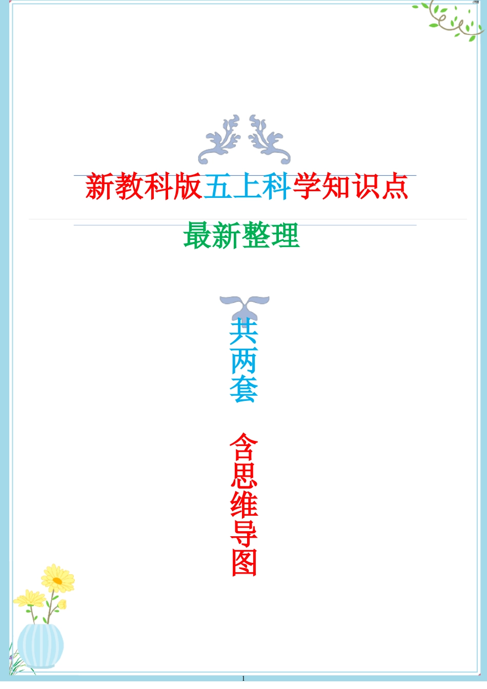 新教科版五年级上册科学知识点归纳附思维导图两套_第1页