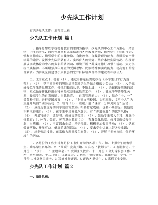少先队工作计划