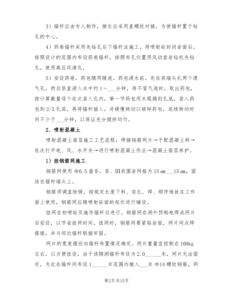 2022年锚杆喷浆挂网技术方案_第2页