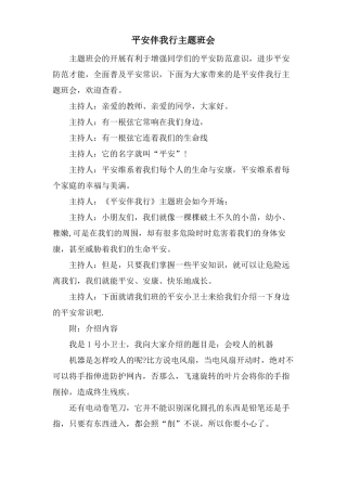 安全伴我行主题班会