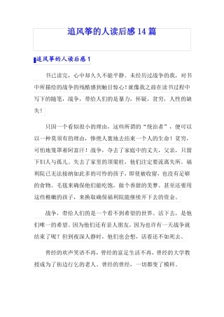 追风筝的人读后感14篇