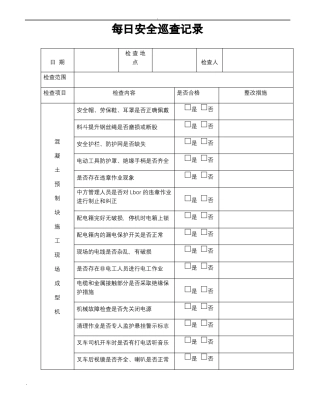 每日安全巡查记录