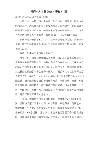 招商个人工作总结10篇