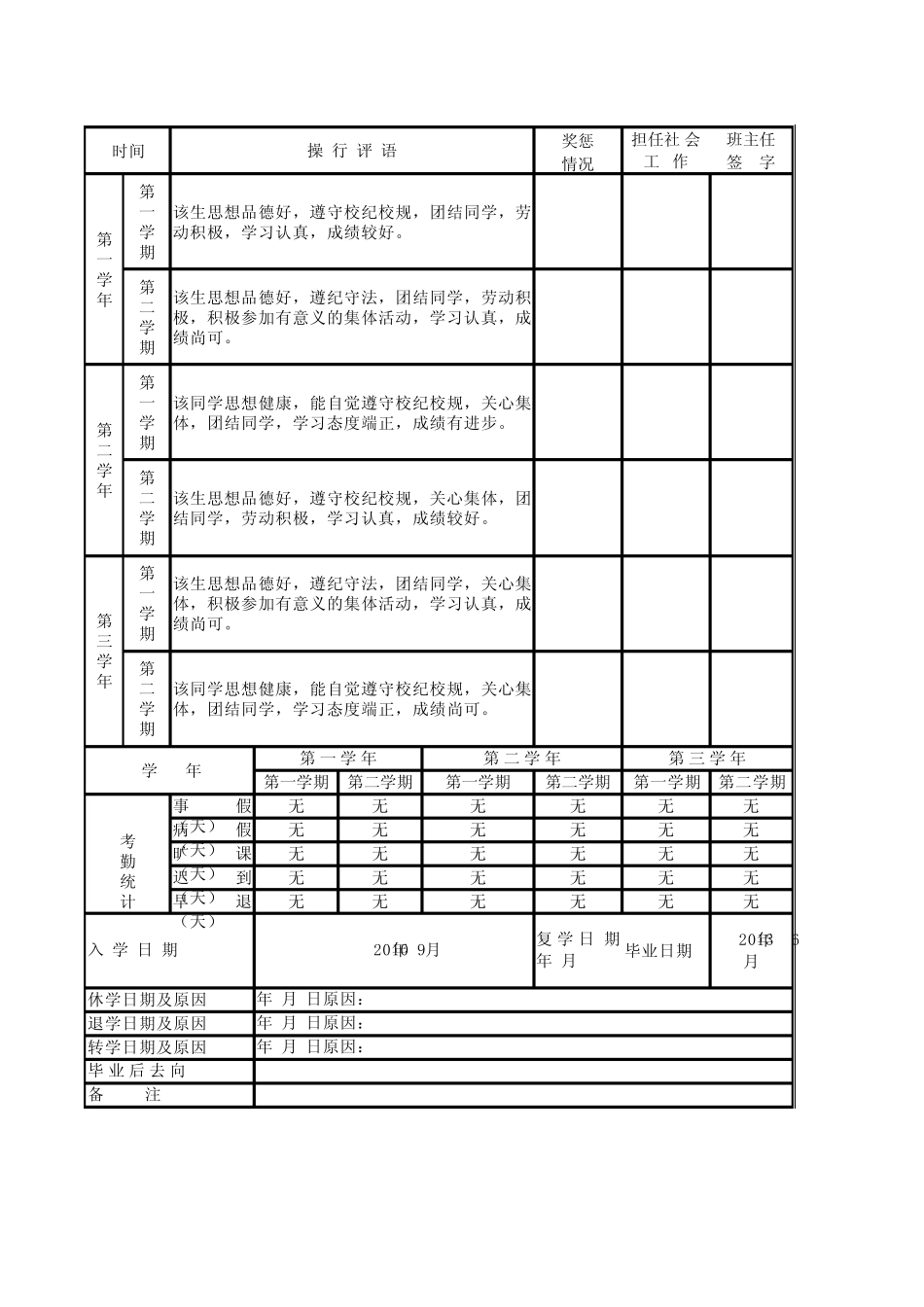 安徽省庐江县泥河中学学籍表 _第2页