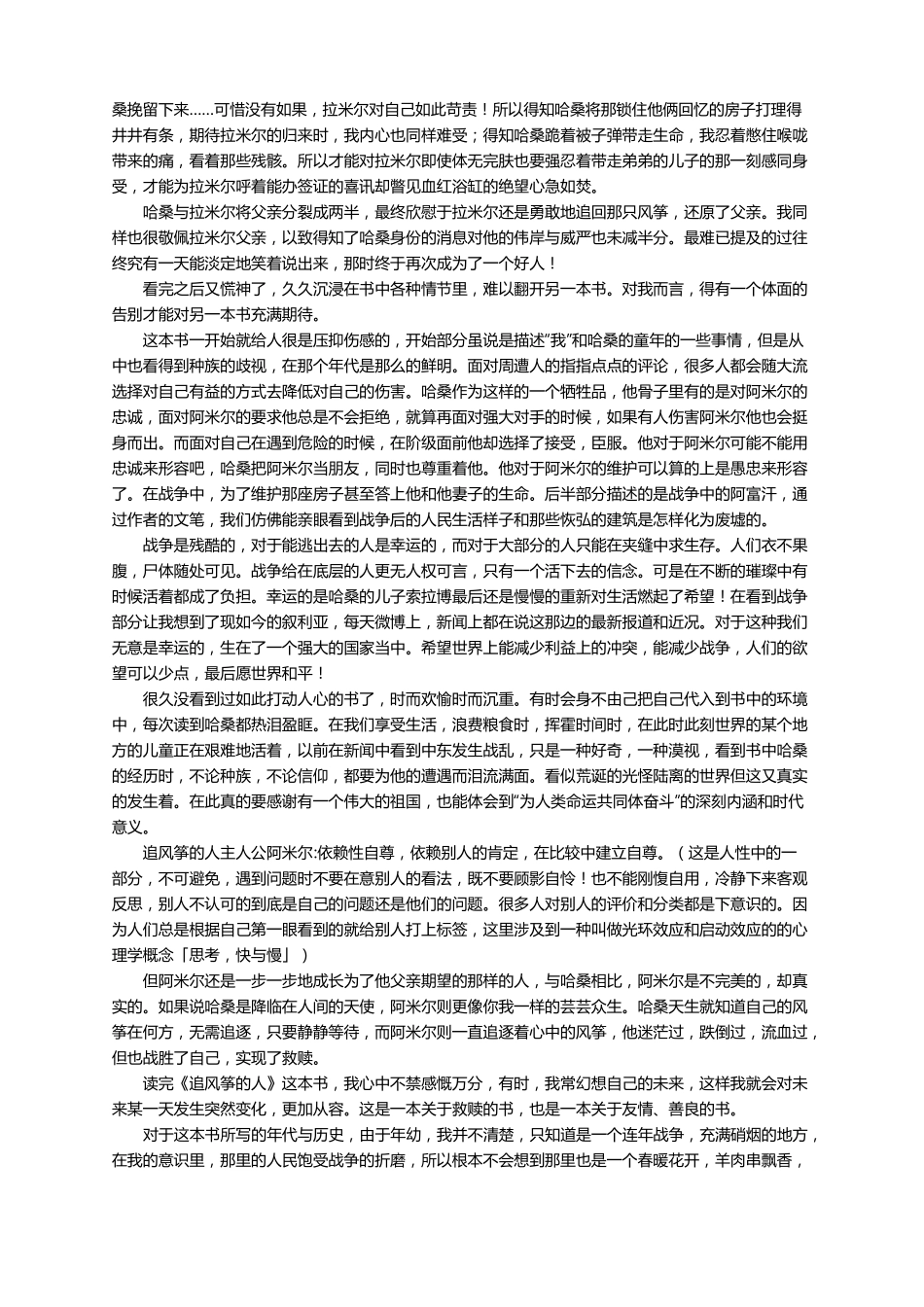 追风筝的人的读后感范文12篇_第3页