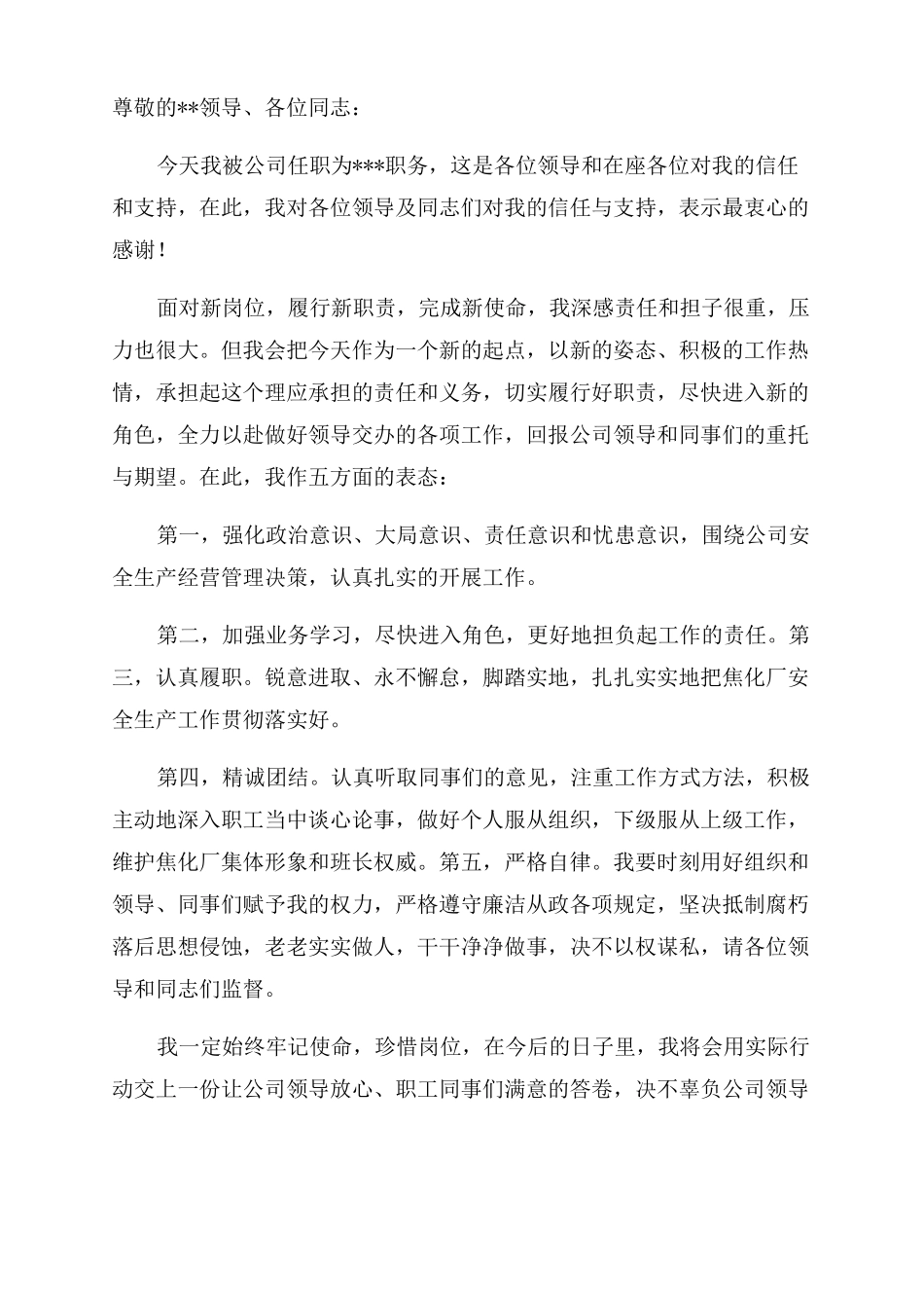 公司副职任职表态发言_第2页