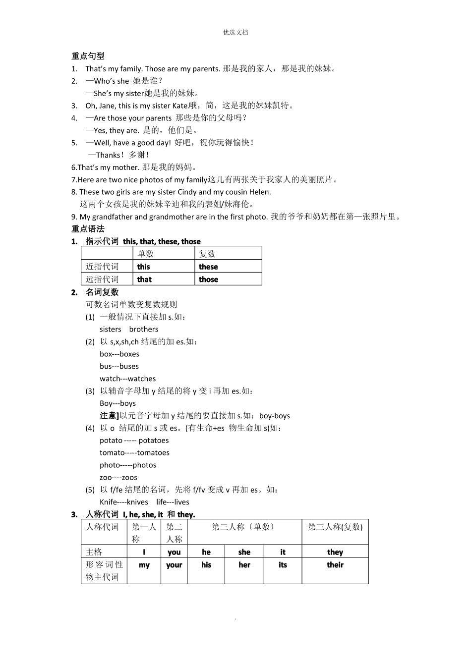 人教英语七年级上册所有单元知识点总结_第2页