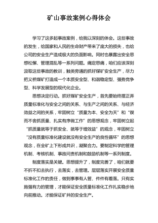 矿山事故案例心得体会
