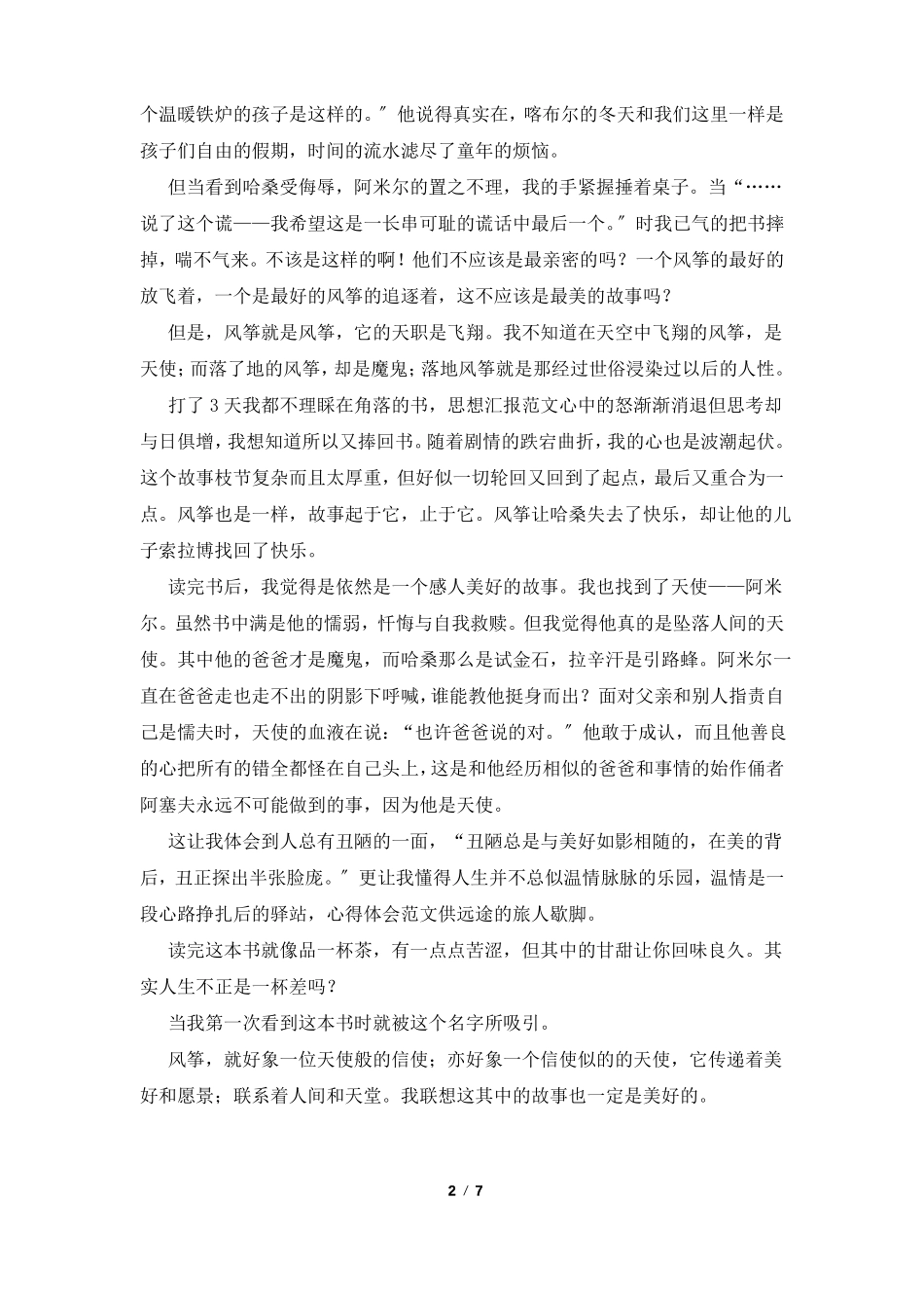 追风筝的人读书心得体会_第2页