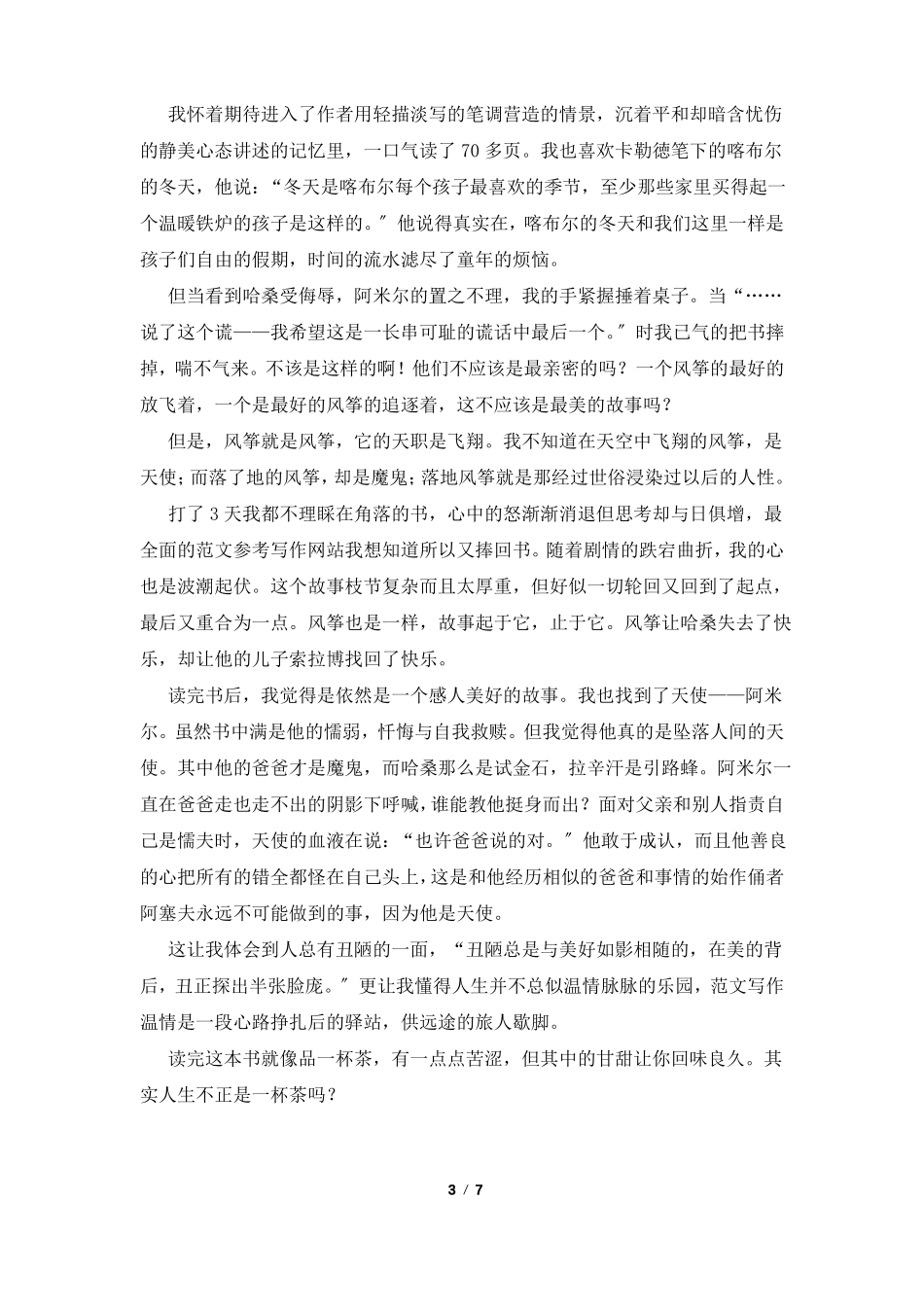 追风筝的人读书心得体会_第3页