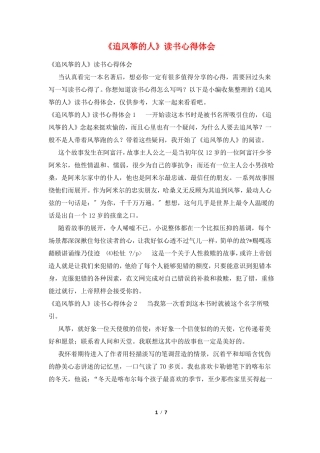 追风筝的人读书心得体会