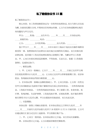 私了赔偿协议书15篇