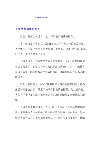 白日梦想家观后感