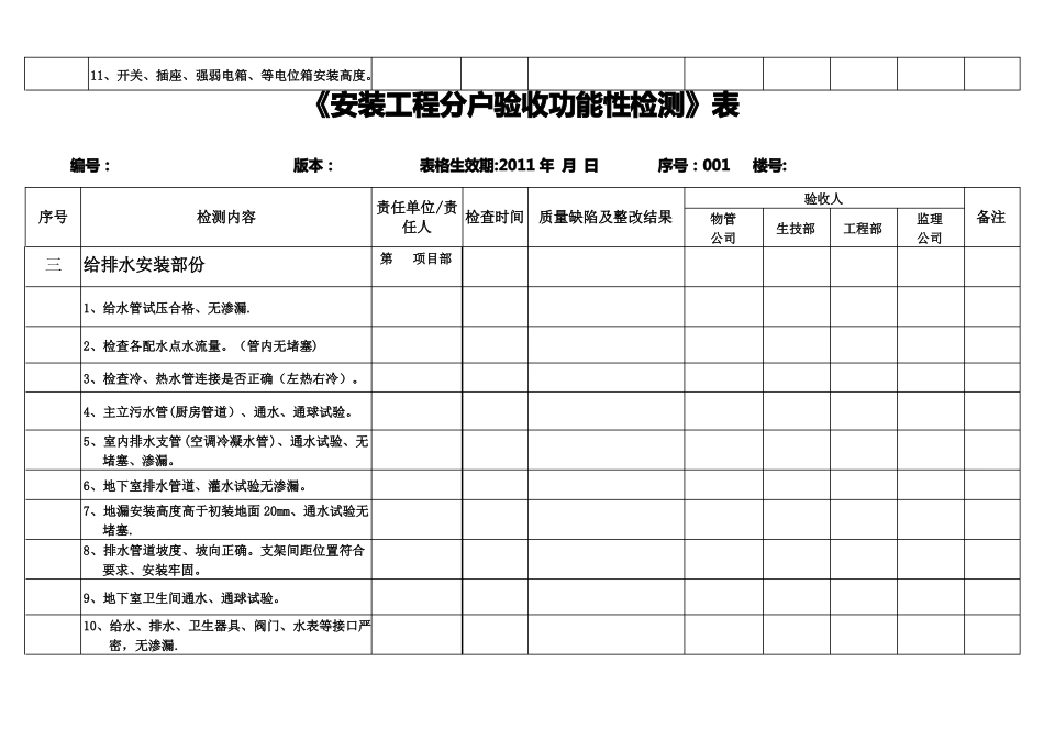 安装工程水电功能性检测内容表_第2页