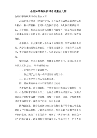会计师事务所实习总结集合九篇