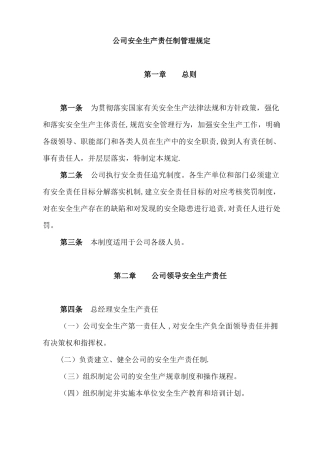 公司安全生产责任制制度精选文档