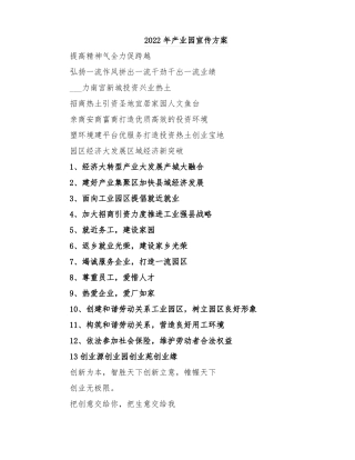 2022年产业园宣传方案