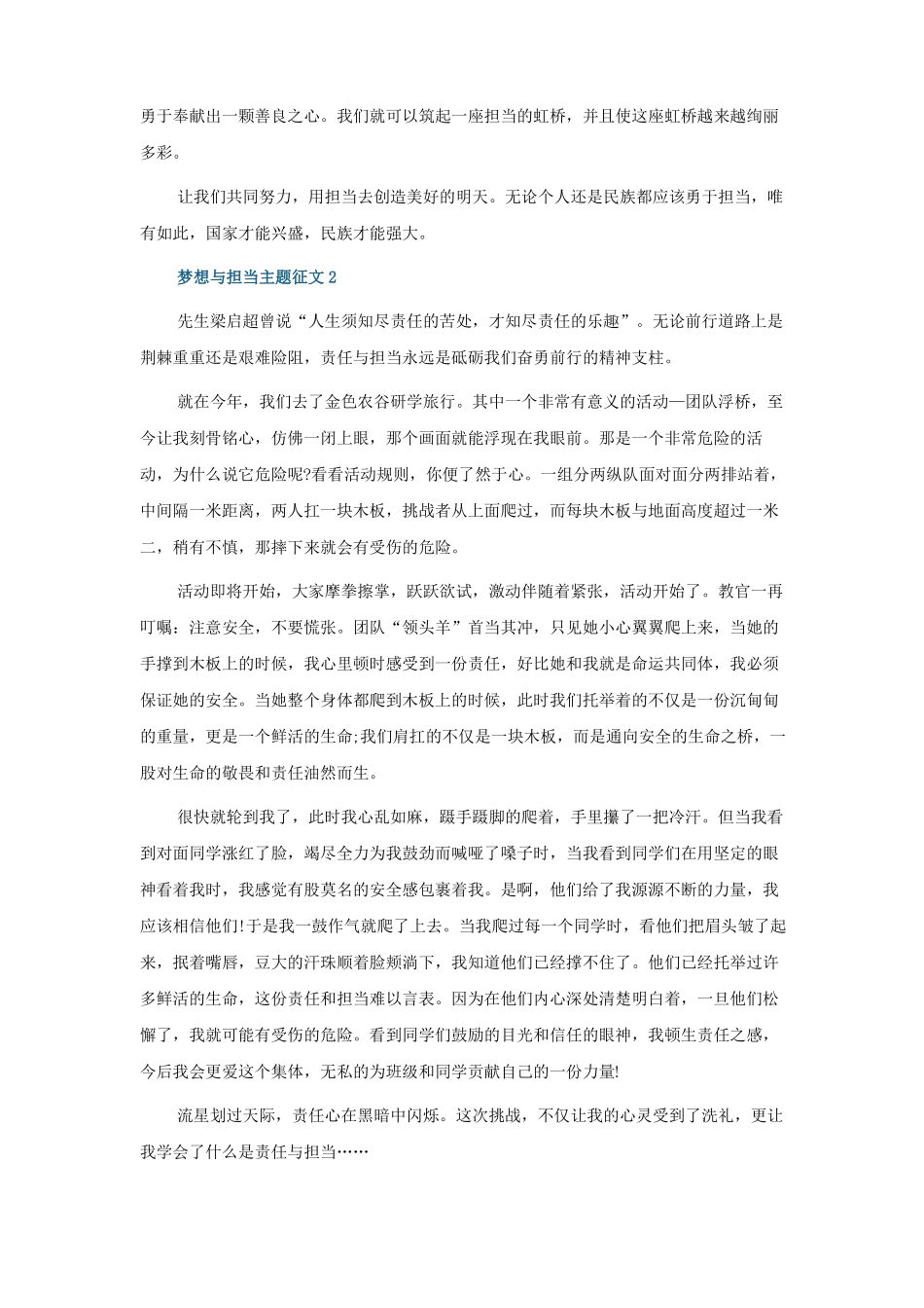 梦想与担当主题征文最新7篇_第2页