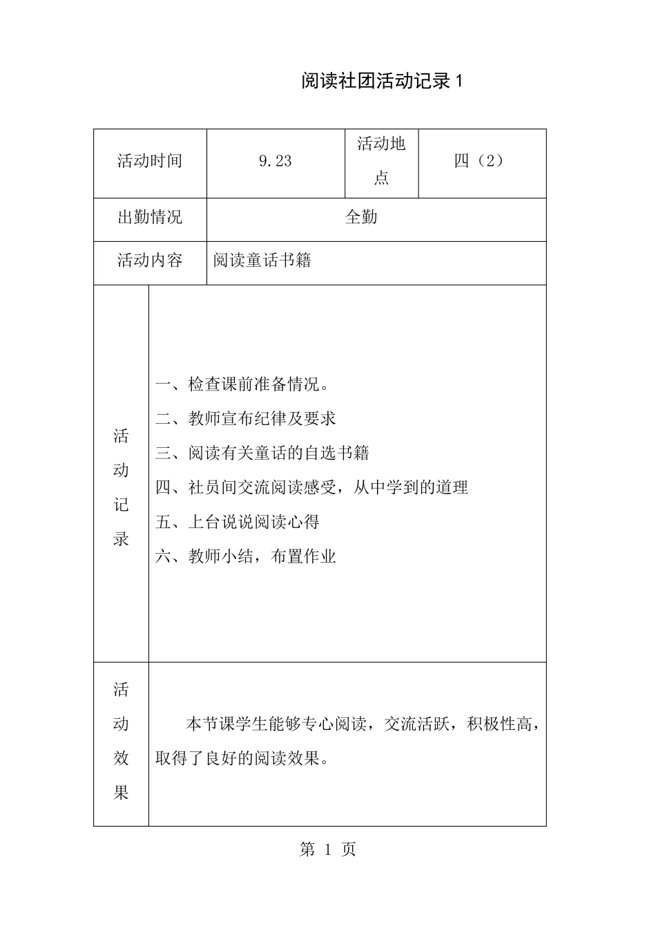 快乐阅读社团活动记录_第1页