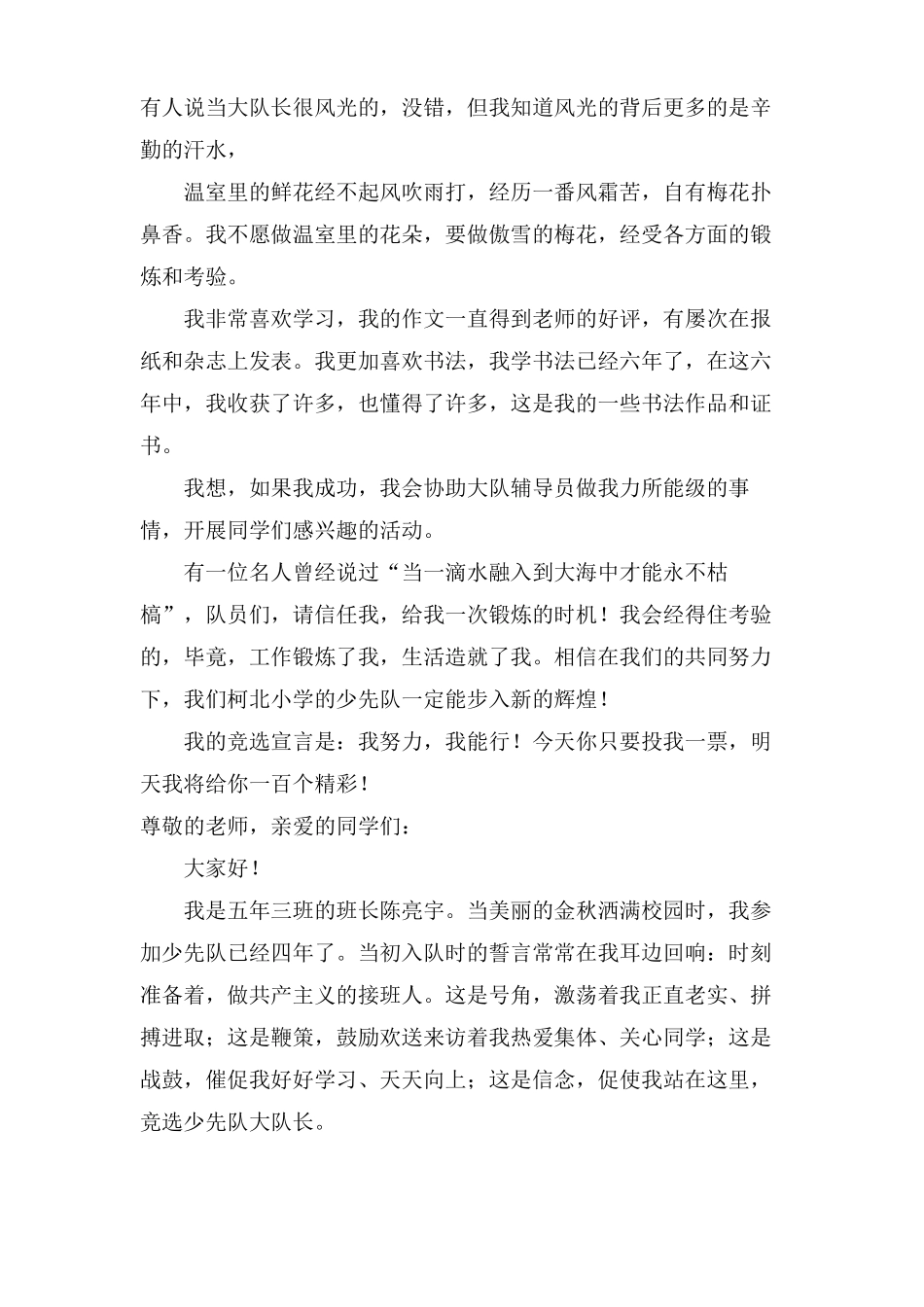 少先队大队长竞选稿10篇_第3页