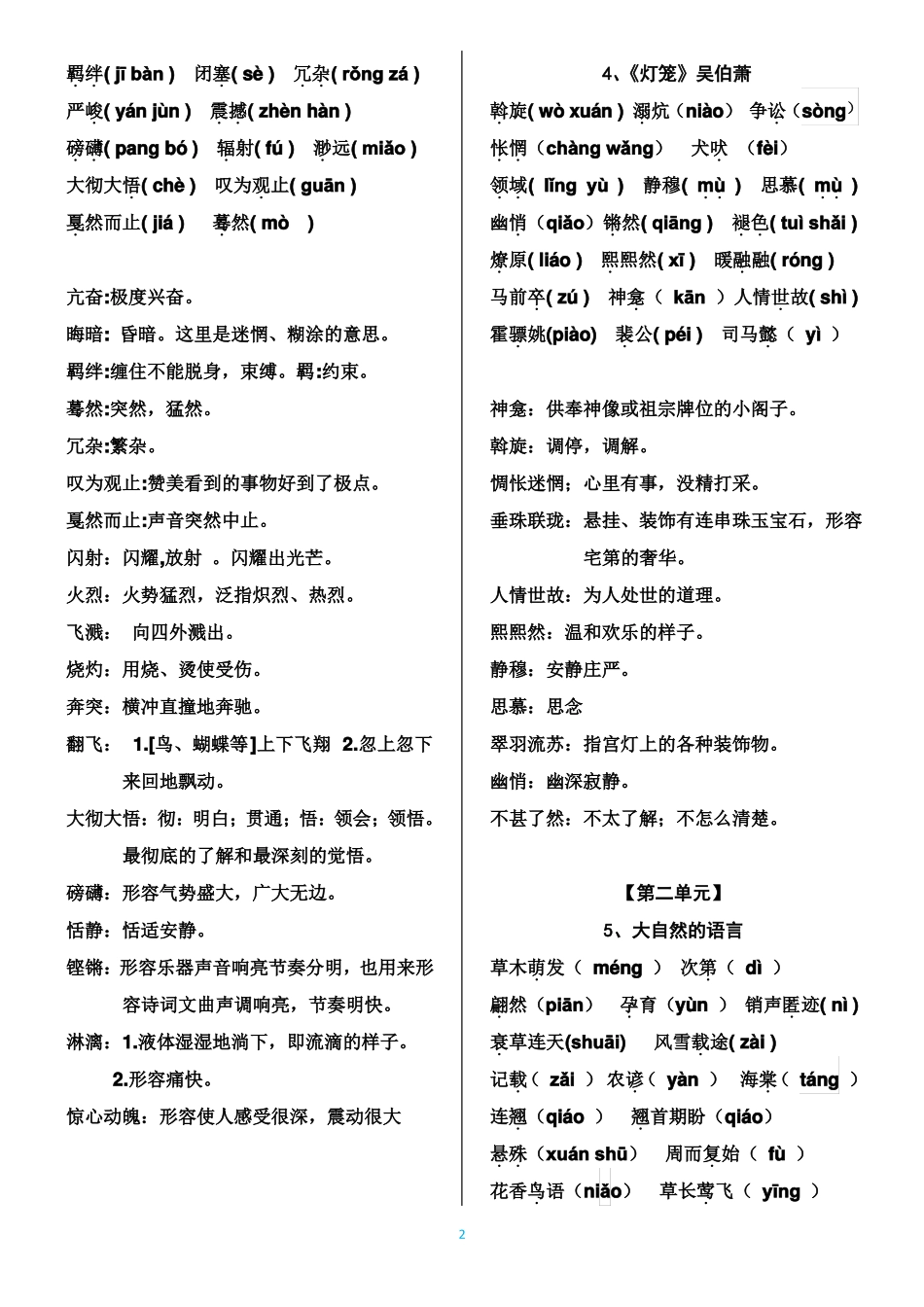 最全部编语文八年级下册生字词总表_第2页