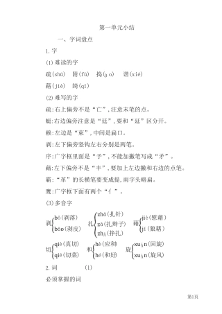 四年级下册语文部编版知识要点汇总