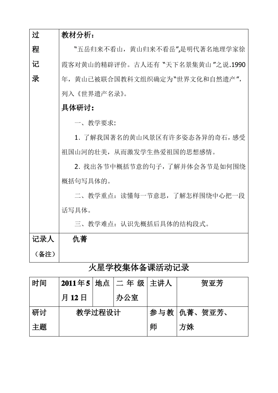 二年级集体备课记录表_第3页