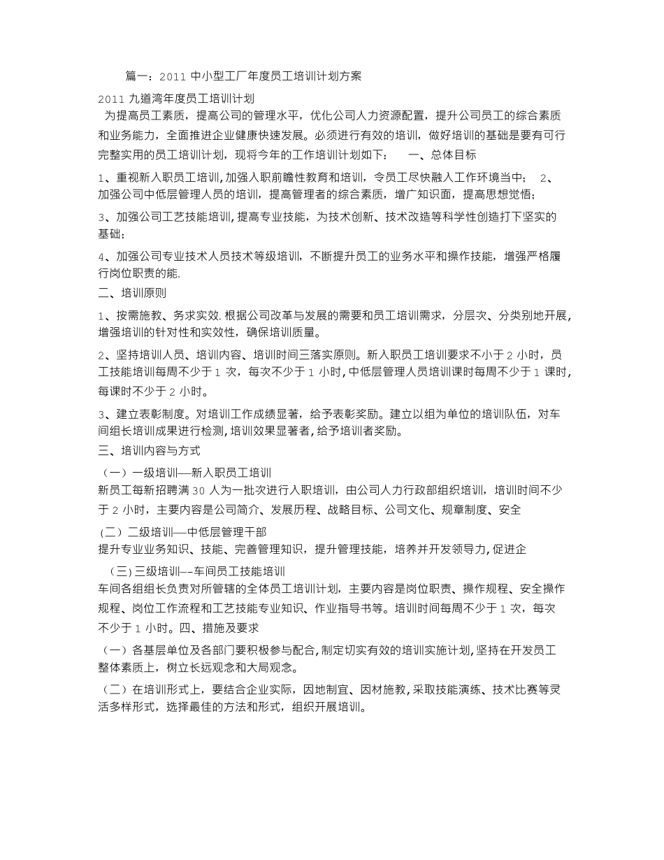 化工厂培训计划_第1页