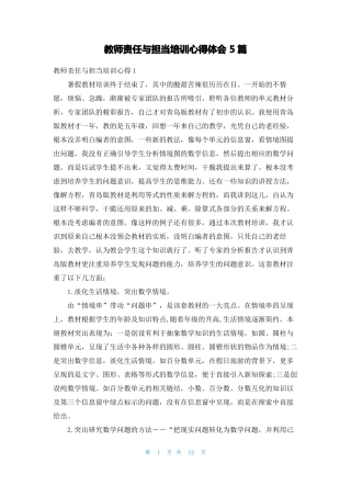 教师责任与担当培训心得体会5篇