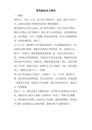 青岛海信实习报告