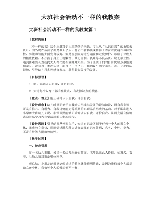 大班社会活动不一样的我教案