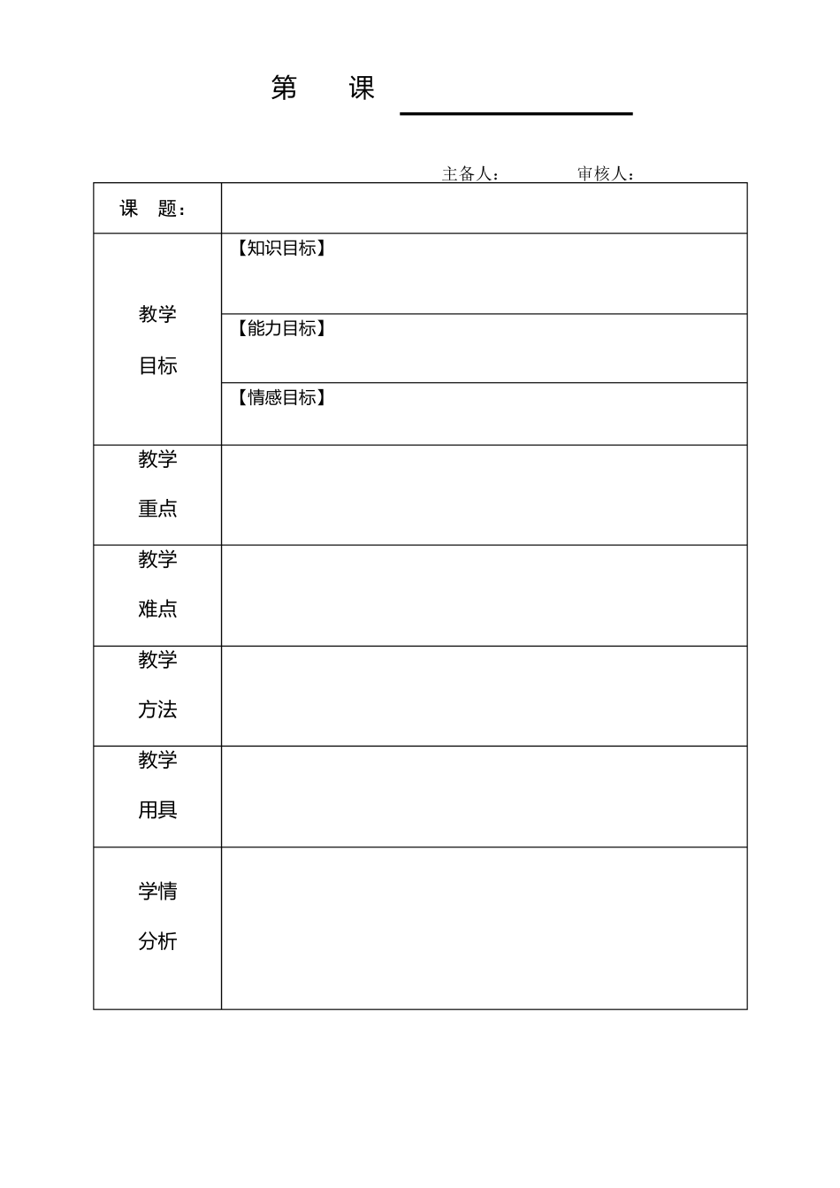初中集体备课教案模板_第1页