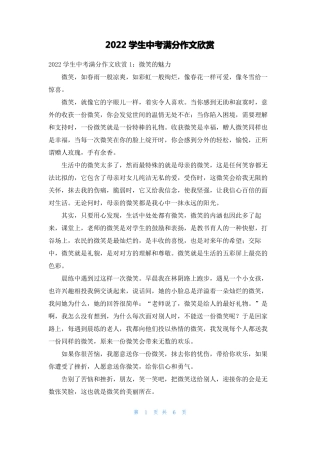 2022学生中考满分作文欣赏