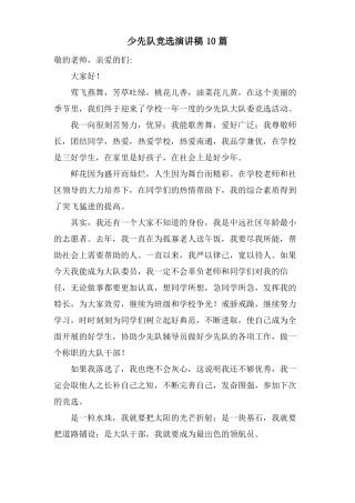 少先队竞选演讲稿10篇