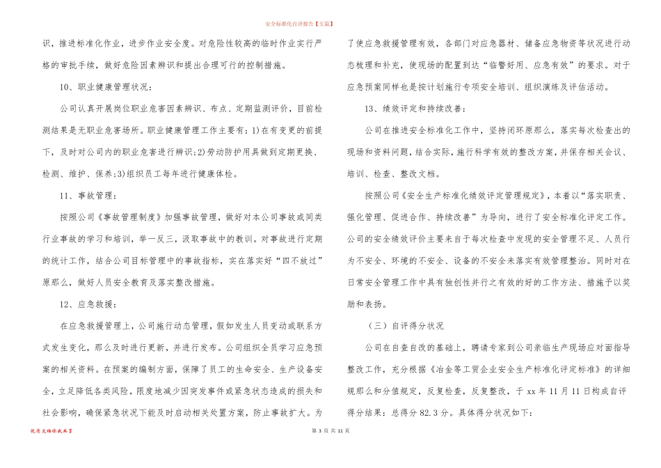 安全标准化自评报告五篇_第3页
