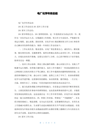 电厂化学年终总结