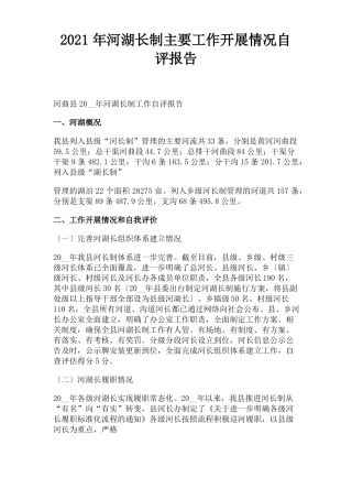 202年河湖长制主要工作开展情况自评报告