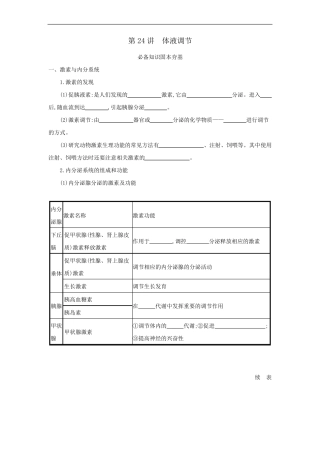 2022届高考生物一轮复习人教版学案第24讲体液调节