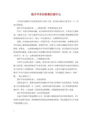 除夕开车回家要注意什么 