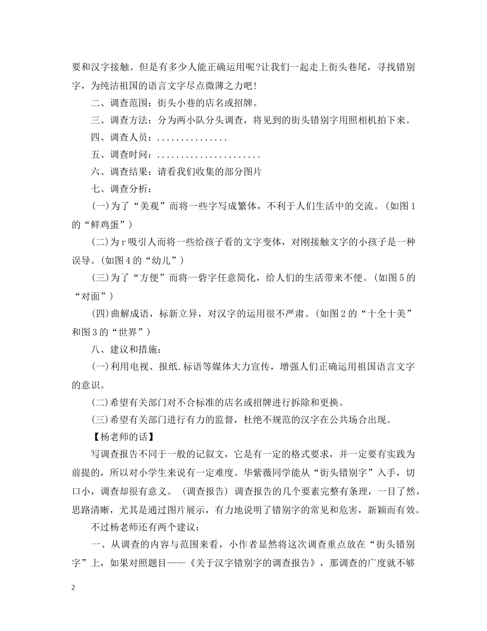 错别字调查研究报告范文 _第2页