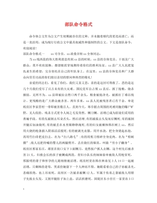 部队命令格式 