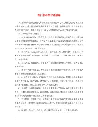 部门领导的评语集锦 