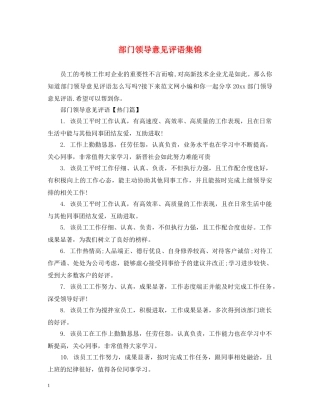 部门领导意见评语集锦 