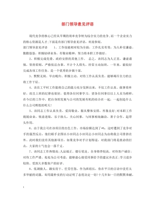 部门领导意见评语 