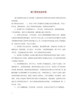 部门领导总结评语 