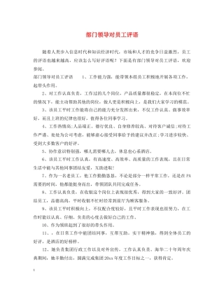 部门领导对员工评语2 