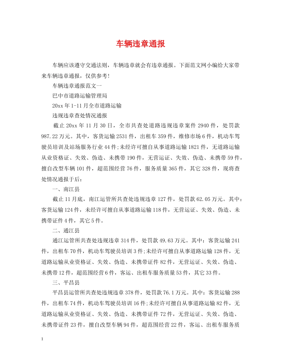 车辆违章通报 _第1页