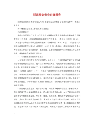 财政资金安全自查报告 